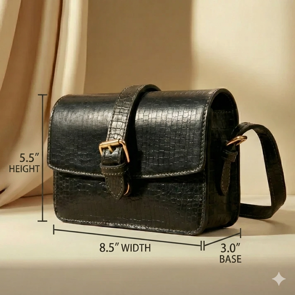Vintage Croc-Embossed Crossbody Bag
