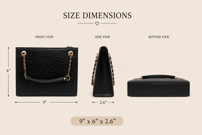 Luxury Black Croc-Embossed Chain Shoulder Bag